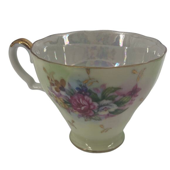 Vintage Lefton China Hand Painted Pink Mauve Gold Bisque Tea Cup - Picture 3 of 5